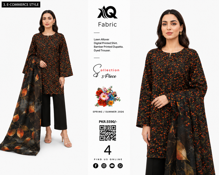 3 PC Unstitched  Summer Lawn Collection - SN Fabric (4)