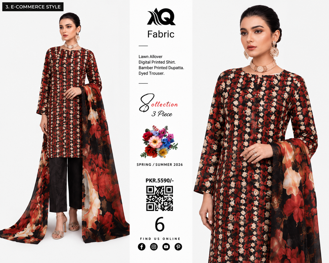 3 PC Unstitched Summer Lawn Collection - SN Fabric (6)