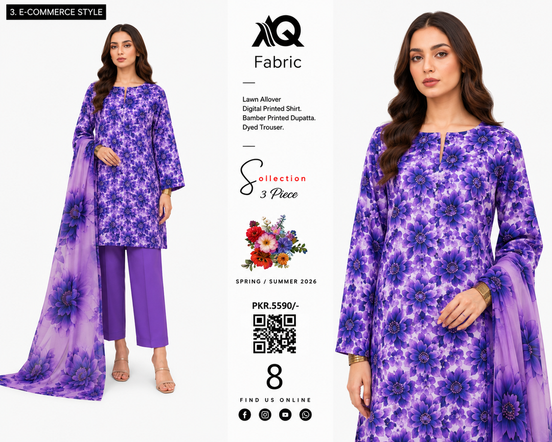 3 PC Unstitched  Summer Lawn Collection - SN Fabric (8)