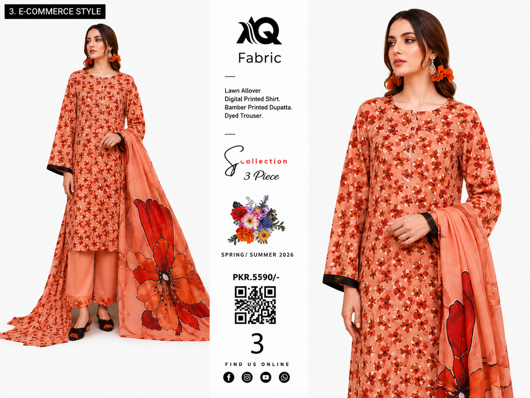 3 PC Unstitched  Summer Lawn Collection - SN Fabric (3)