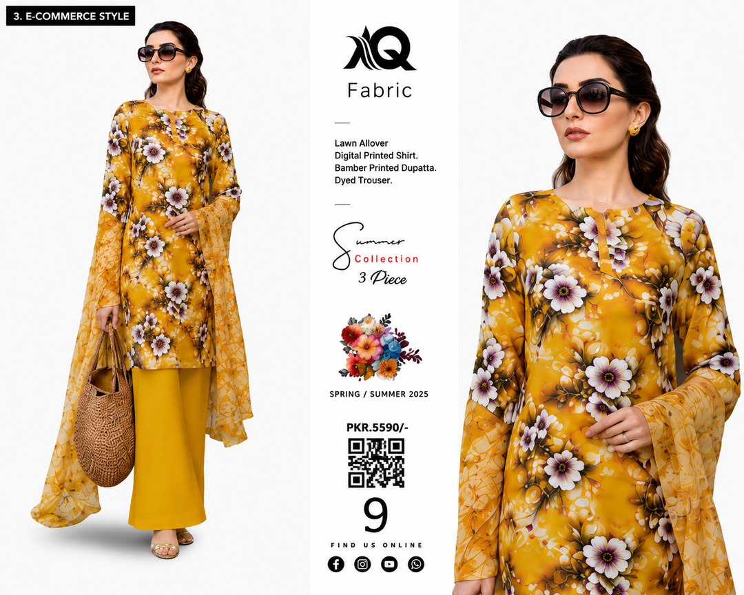 3 PC Unstitched  Summer Lawn Collection - SN Fabric (9)