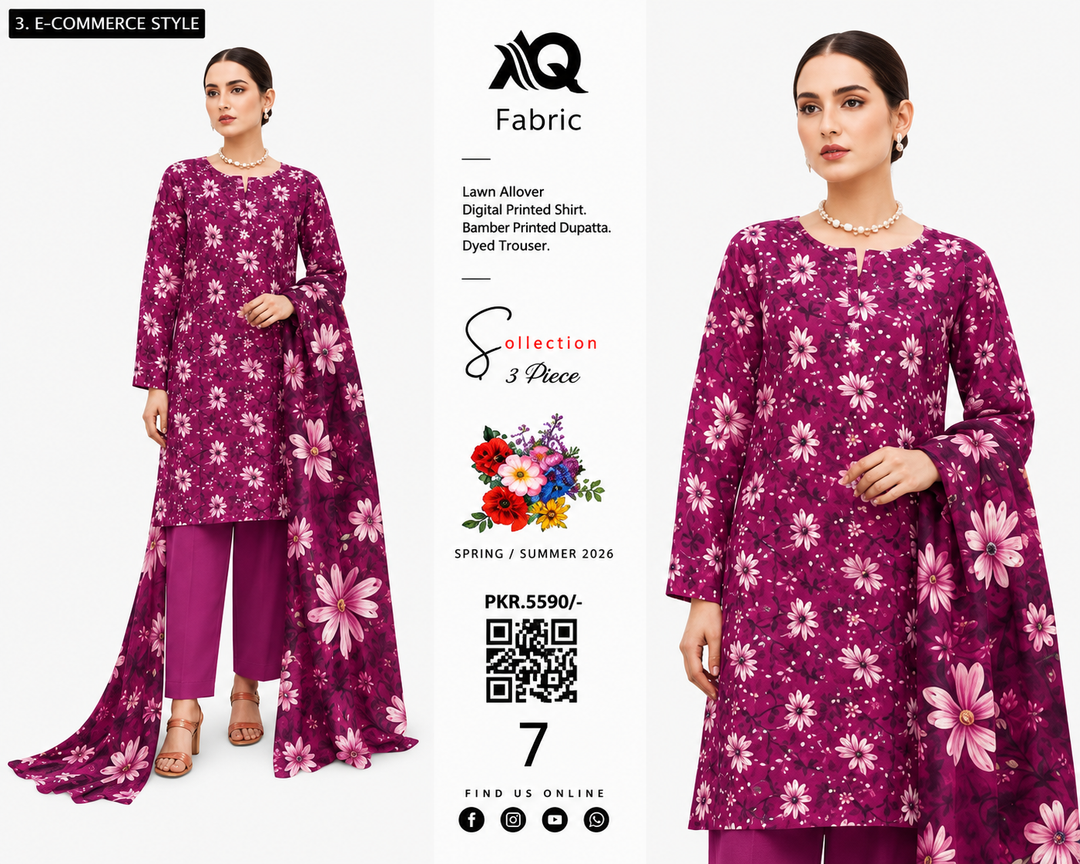 3 PC Unstitched Summer Lawn Collection - SN Fabric (7)