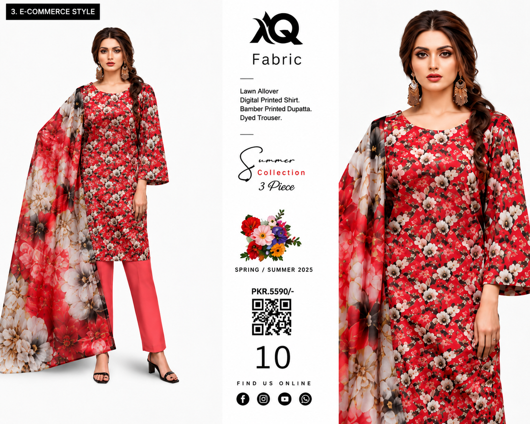 3 PC Unstitched Summer Lawn Collection - SN Fabric (10)