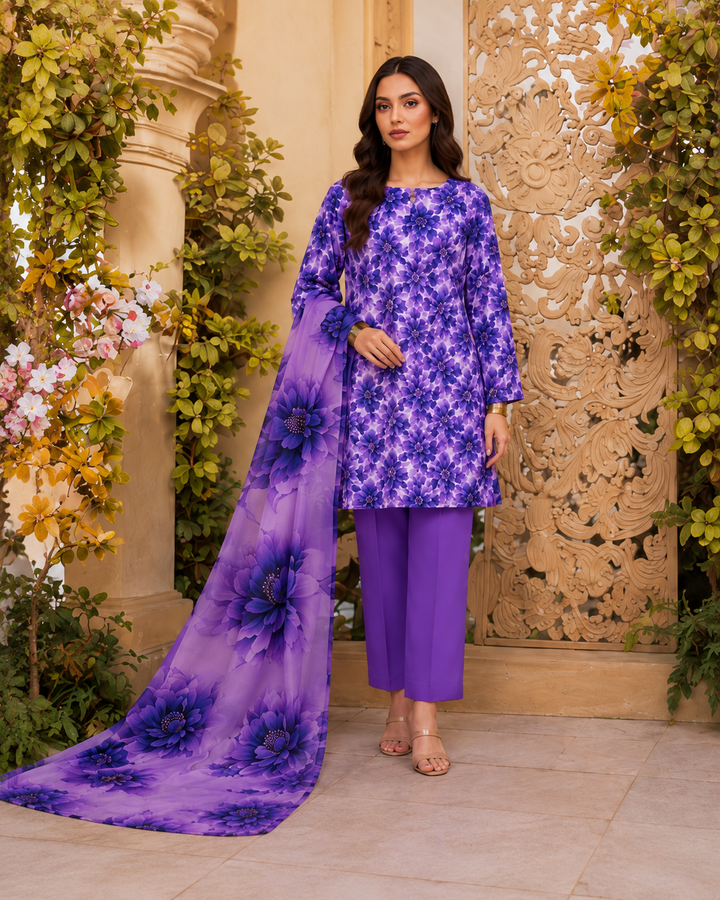 3 PC Unstitched  Summer Lawn Collection - SN Fabric (8)