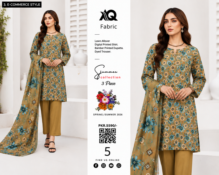 3 PC Unstitched Summer Lawn Collection - SN Fabric (5)