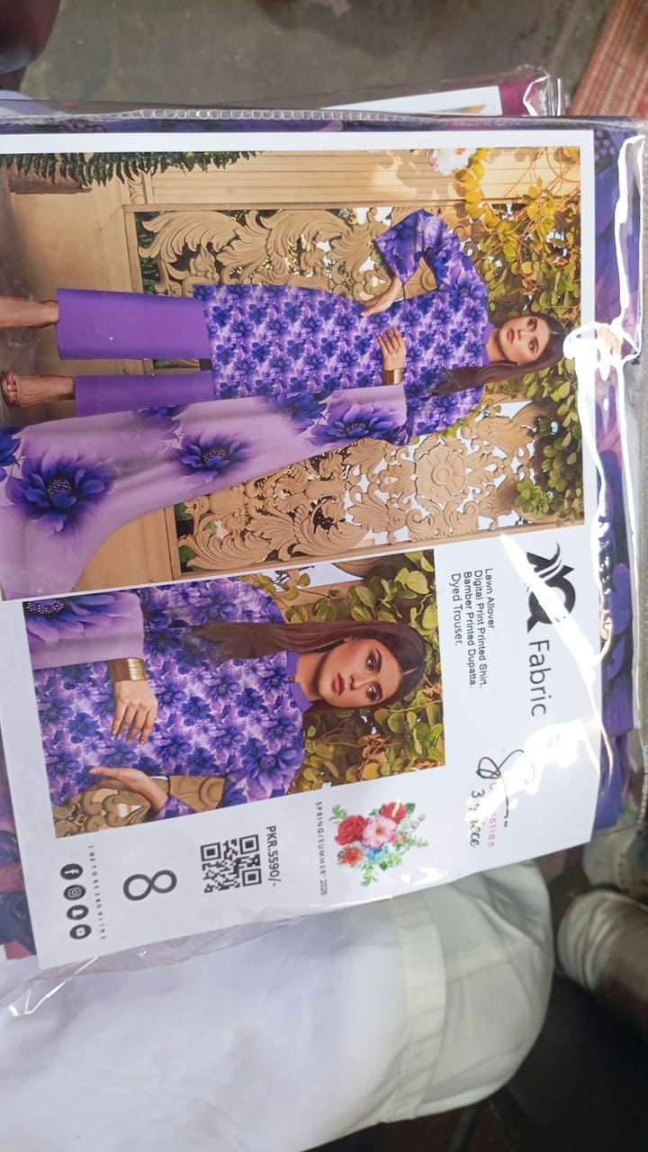 3 PC Unstitched  Summer Lawn Collection - SN Fabric (8)