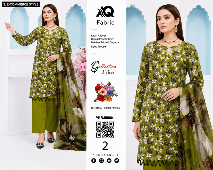 3 PC Unstitched  Summer Lawn Collection - SN Fabric (2)