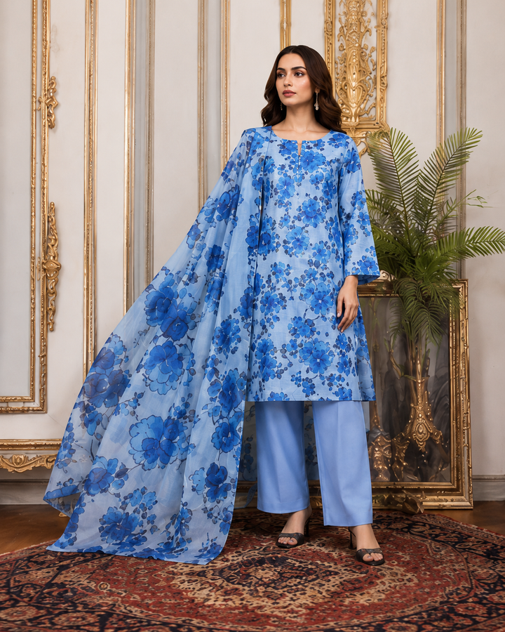 3 PC Unstitched  Summer Lawn Collection - SN Fabric (1)